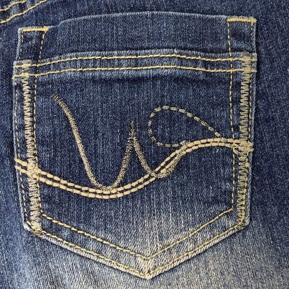 Masoi Womens Jeans Size 15 Jr Straight Stretch Dark Wash 3428 Metalic Detal - Picture 5 of 8
